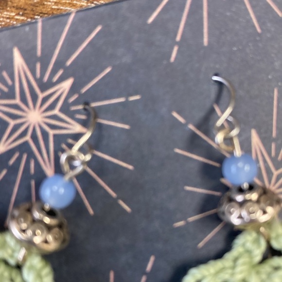 Gorgeous Hand-Crocheted Green Earrings! - Picture 3 of 5